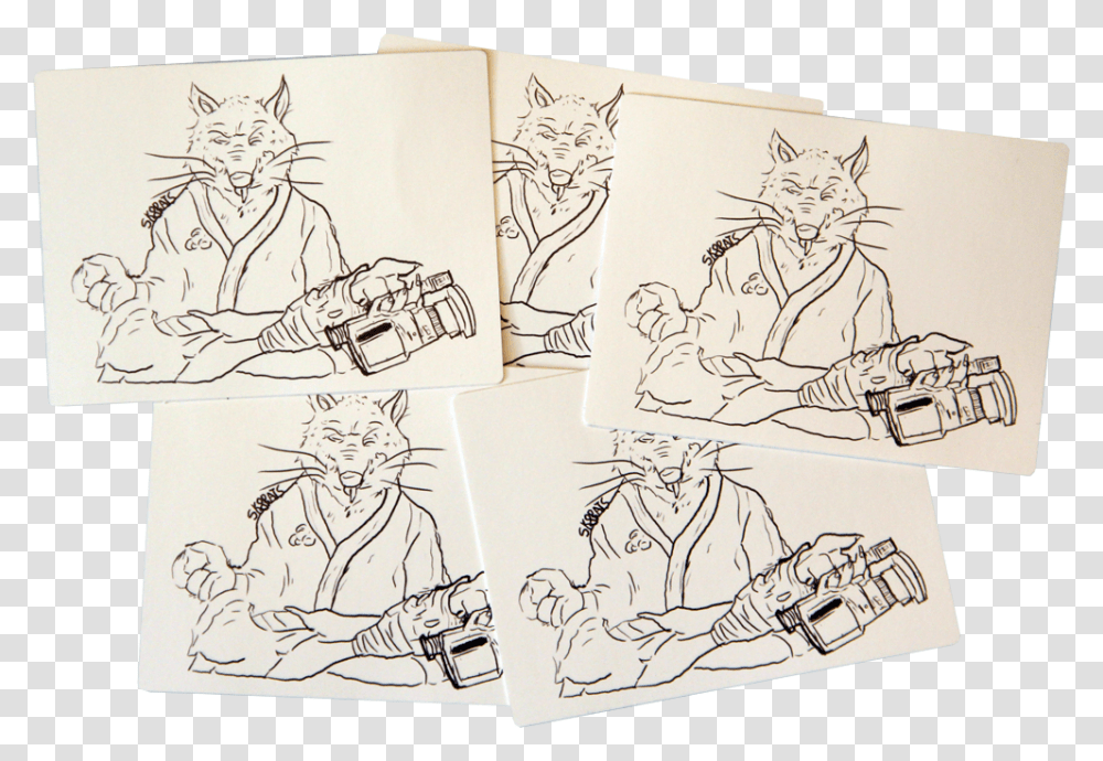 Image Of Sk8rats Master Splinter Meditation Sticker Sketch, Drawing, Cat, Pet Transparent Png
