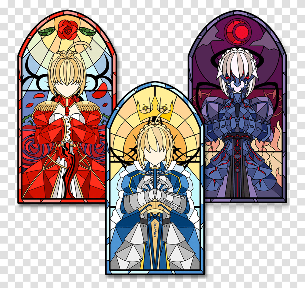 Image Of Stained Glass Fate Sabers Saber, Poster, Advertisement Transparent Png