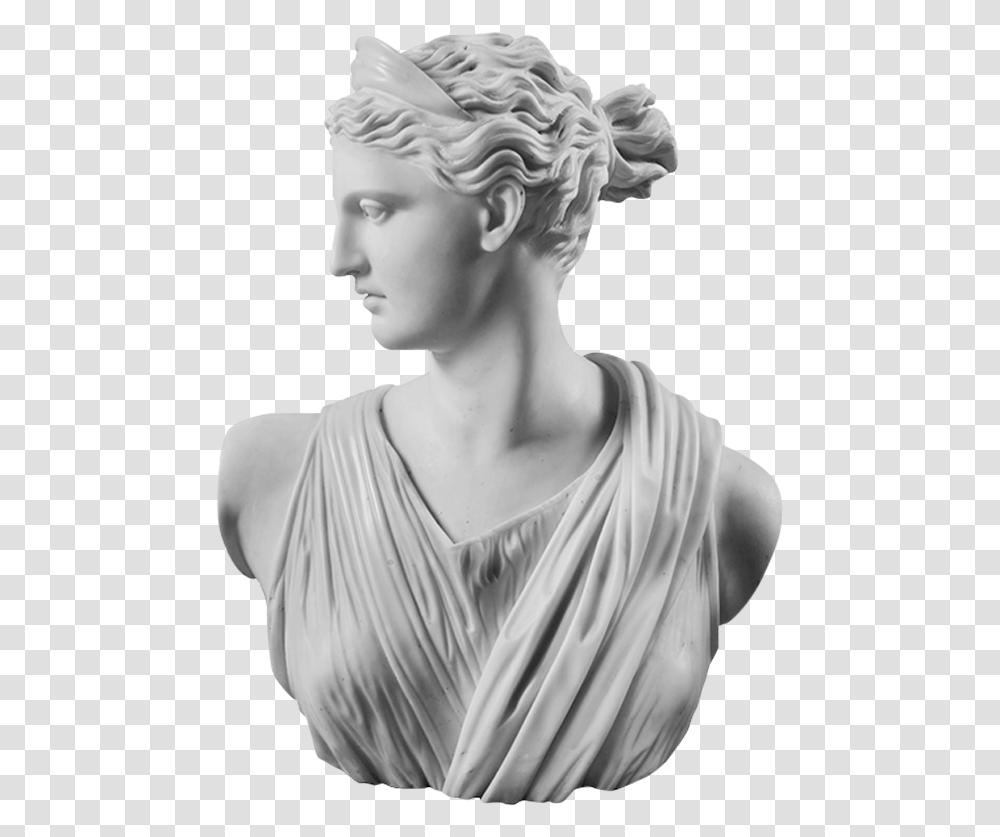 Image Of Statue Head Of Artemis Diana Greek Roman Goddess Humanity, Sculpture, Person, Figurine Transparent Png