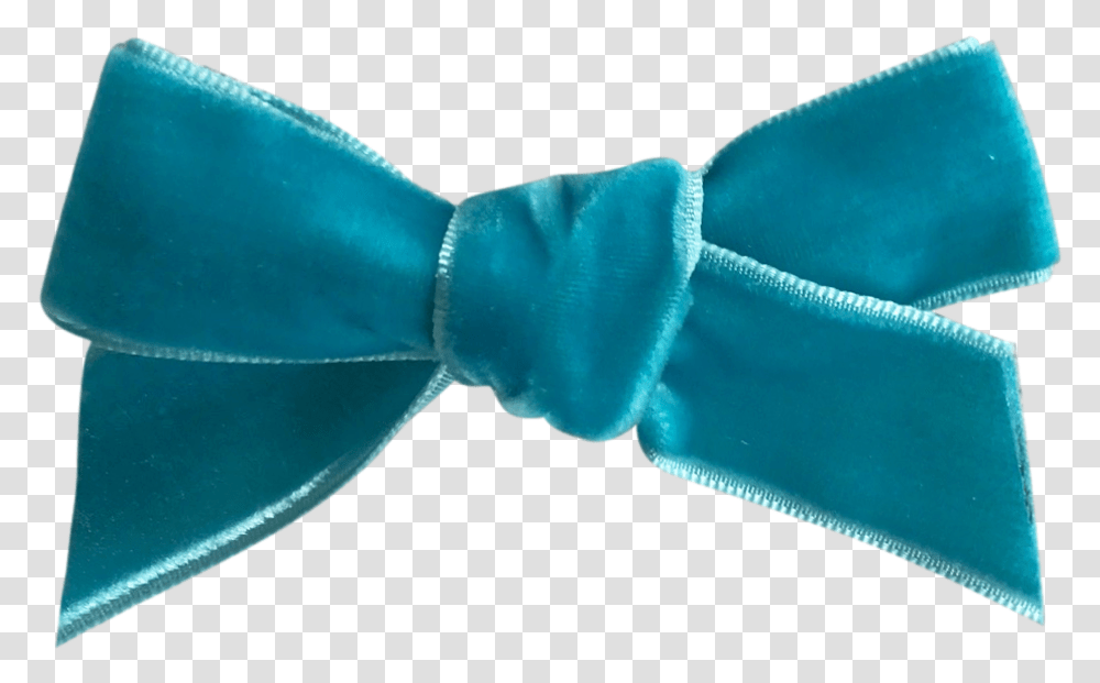 Image Of Teal French Velvet Petit Bow Clip, Tie, Accessories, Accessory, Necktie Transparent Png
