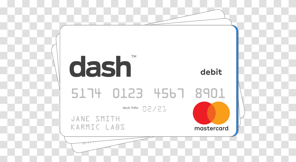 Image Of The Dash Prepaid Mastercard Karmic Labs, Paper, Business Card, Credit Card Transparent Png