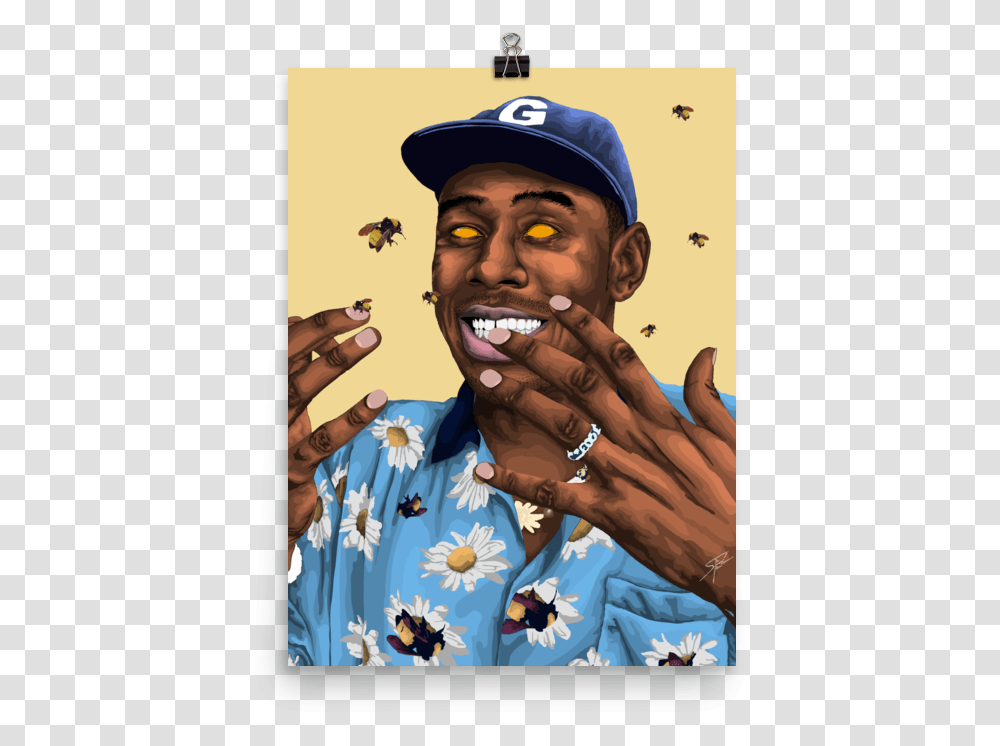 Image Of Tyler The Creator Premium Luster Poster, Person, Hand, Finger, Hat Transparent Png