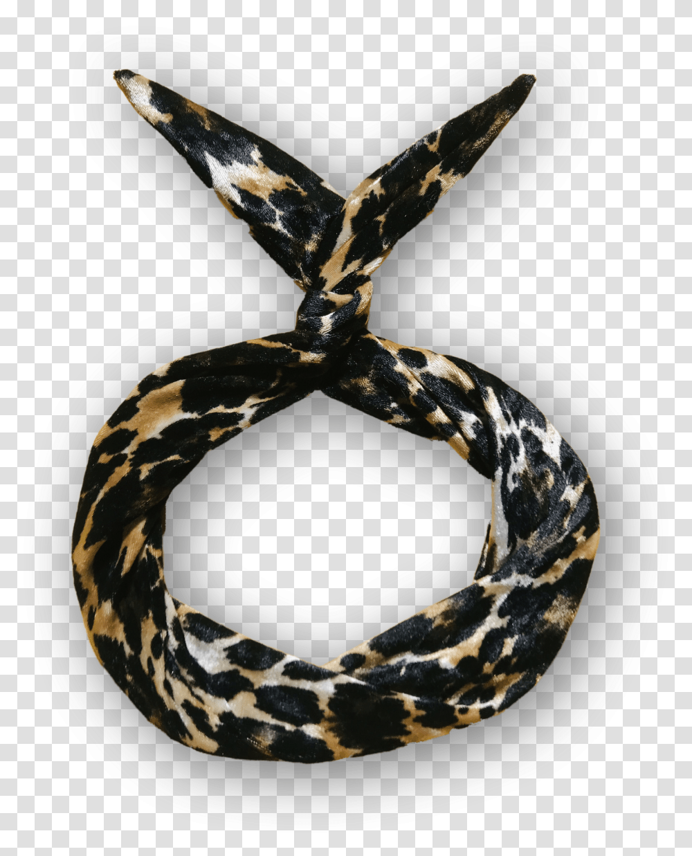 Image Of Velvet Leopard Print Wire Headband Scarf, Logo, Trademark Transparent Png
