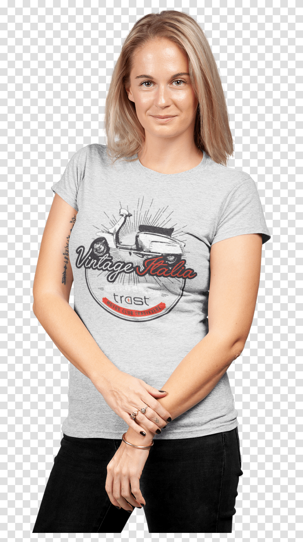 Image Of Vintage Woman T Shirt, Person, T-Shirt, Sleeve Transparent Png