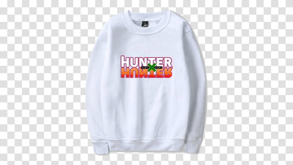 Image Of White Hunter X Hunter Logo Sweatshirt Sweatshirt, Apparel, Sweater, Sleeve Transparent Png