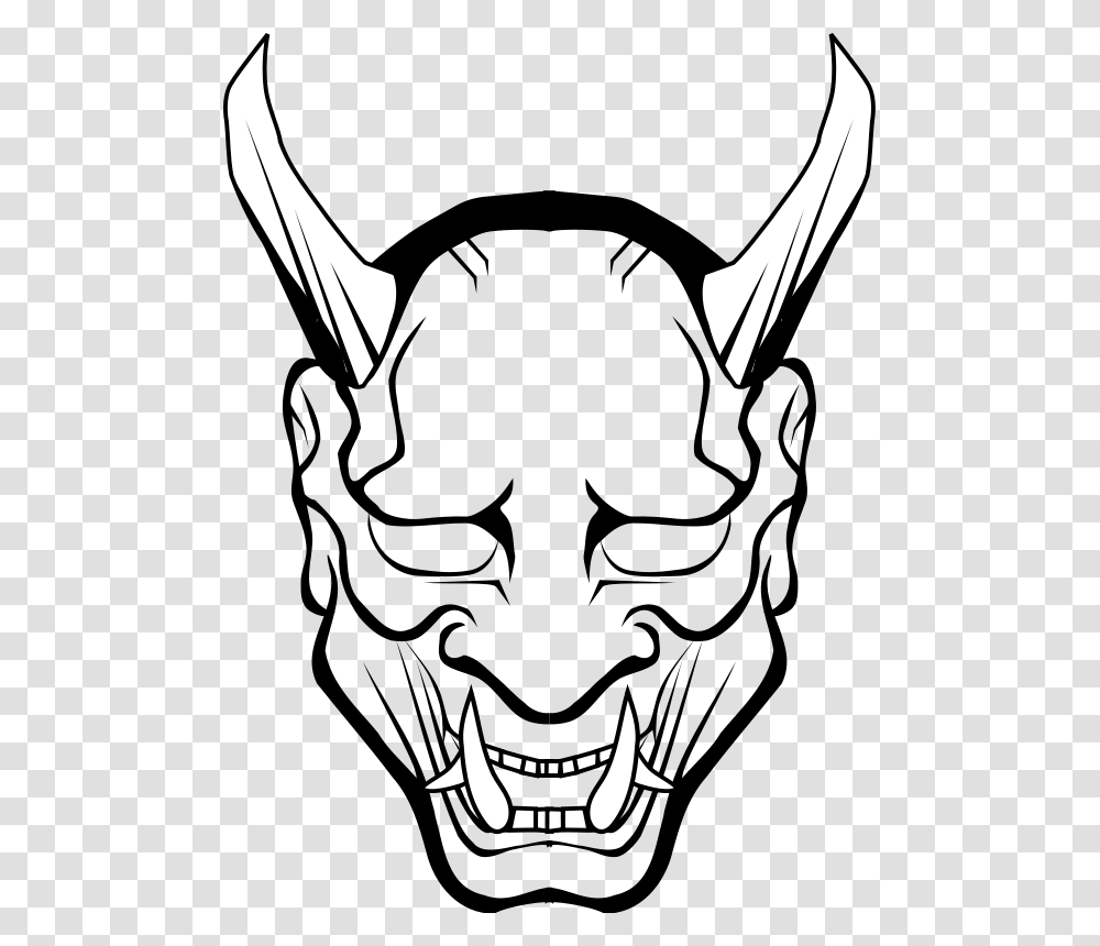 Image Result For Oni Mask Vector Black And White Substance Mat, Stencil, Batman Logo, Silhouette Transparent Png