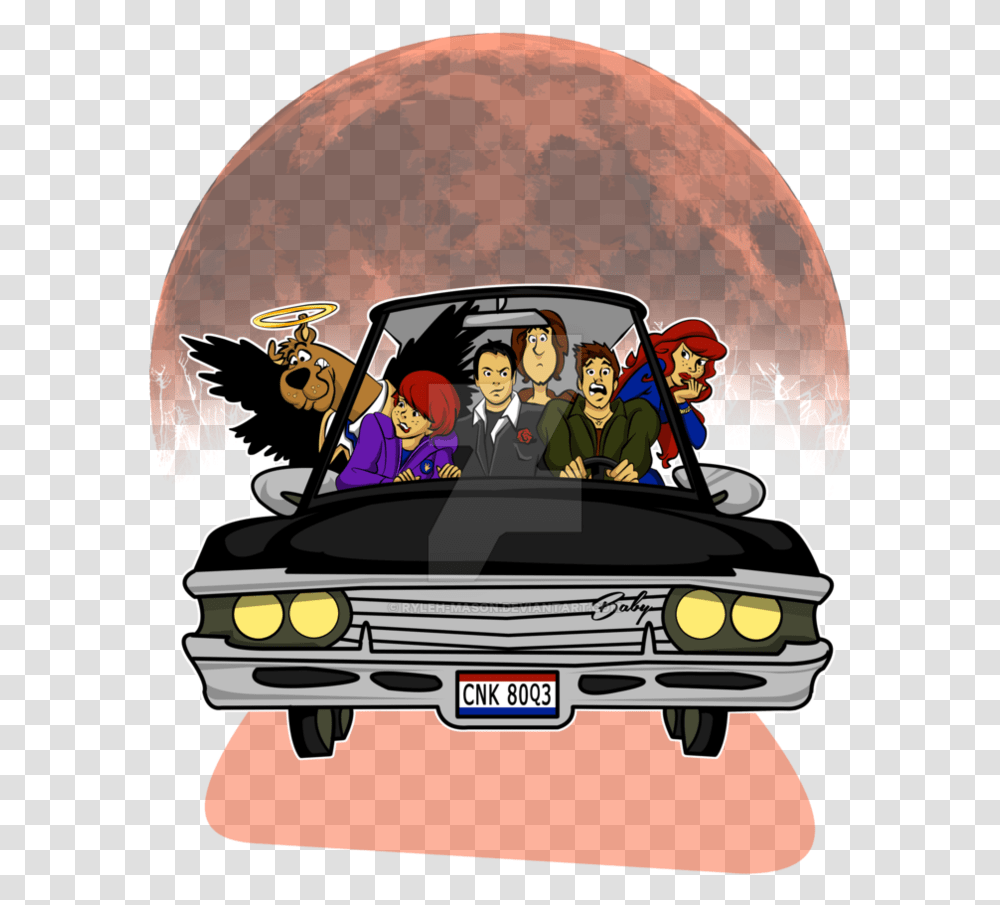 Image Result For Supernatural And Scooby Doo Illustration, Person, Car, Vehicle, Transportation Transparent Png
