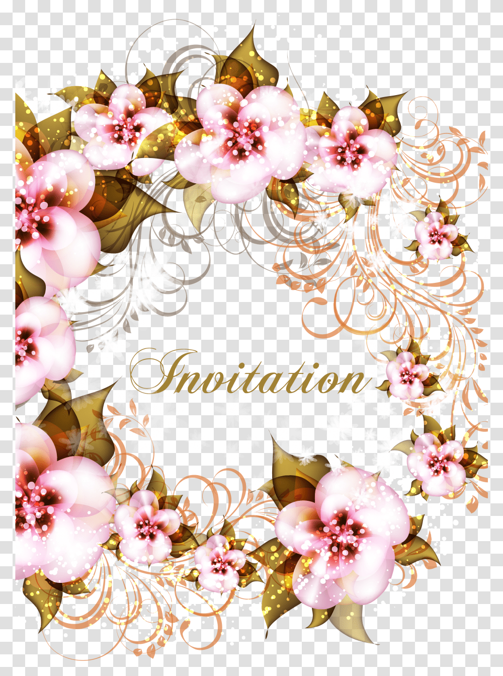 Image Royalty Free Download Flower Pink Floral Invitations Invitations Wedding Transparent Png