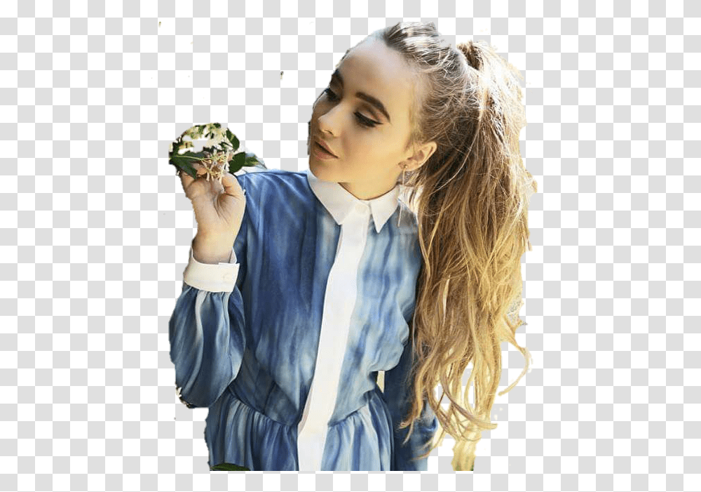 Image Sabrina Carpenter Ponytail, Plant, Person, Flower, Hair Transparent Png