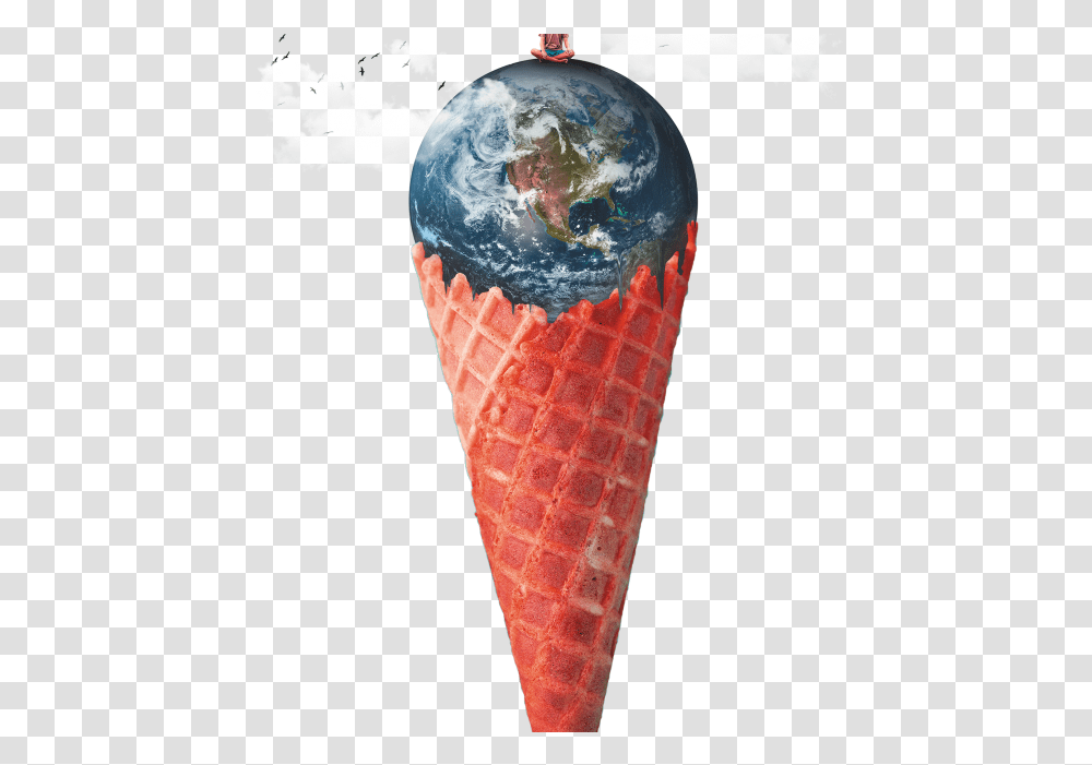Image Satellite Earth, Cone, Cream, Dessert, Food Transparent Png