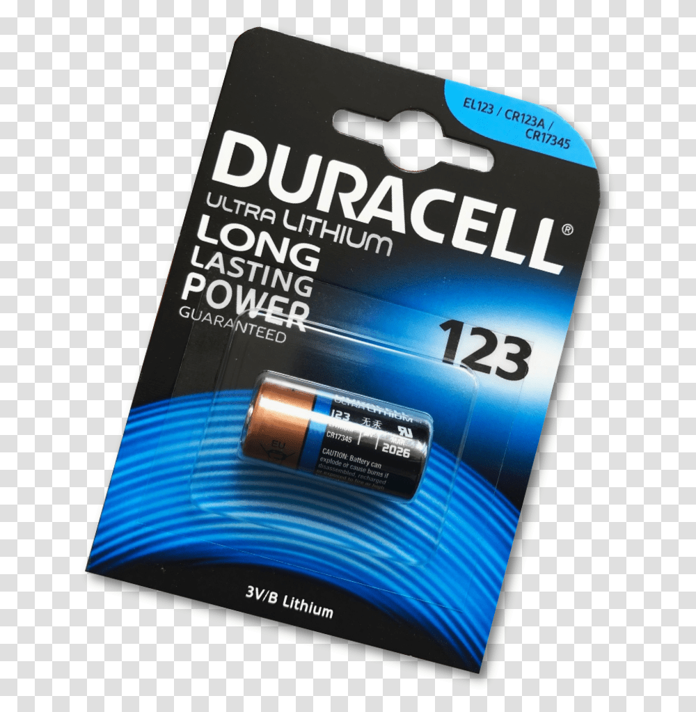 Image Showing The Duracell Cr123a Multipurpose Battery, Advertisement, Poster, Flyer, Paper Transparent Png