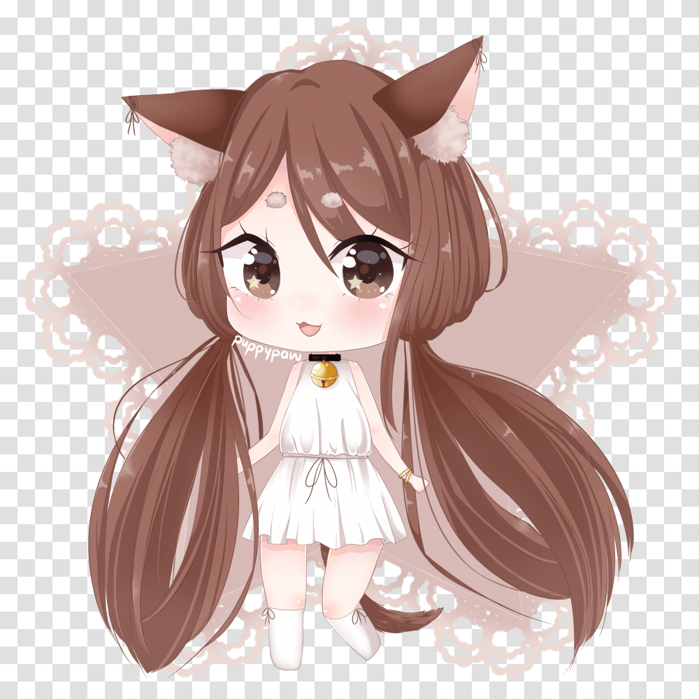 Image With Background Brown Hair Chibi Girl Transparent Png
