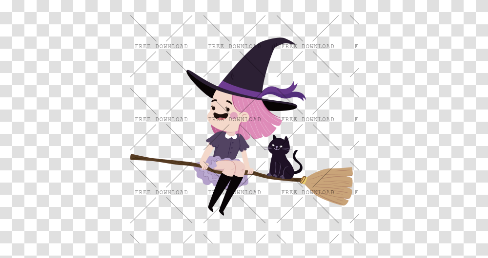 Image With Background Witch, Performer, Person, Human, Broom Transparent Png