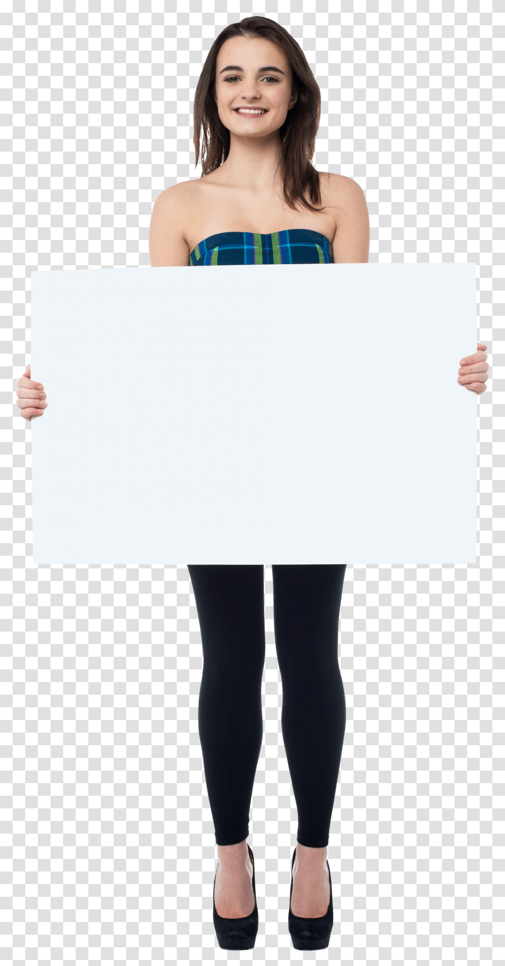 Images Hd Girl Holding Banner, Apparel, Person, Pants Transparent Png