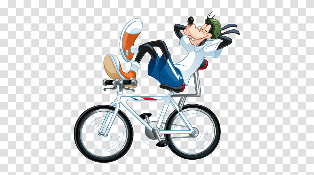 Images Of Goofy On Bicycle Back To Mickeys Pals Clipart, Vehicle, Transportation, Wheel, Cyclist Transparent Png