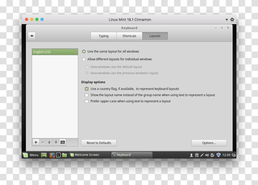 Imagesmint 3 Select Layout Tab En Linux Mint Keyboard Language, File, Electronics, Monitor Transparent Png