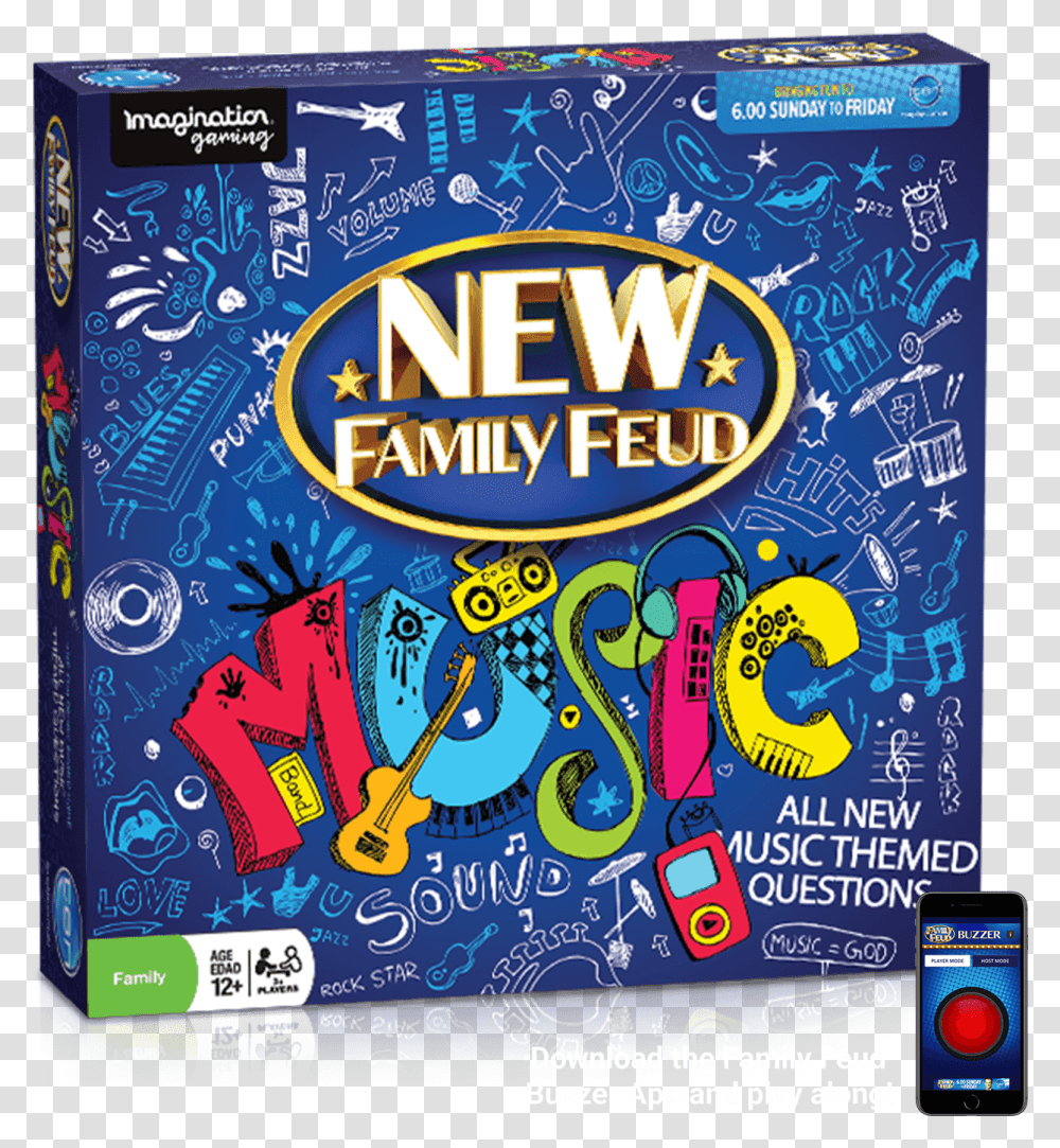 Imagination Games Family Feud Music Edition Portable Media Player, Text, Advertisement, Arcade Game Machine, Poster Transparent Png