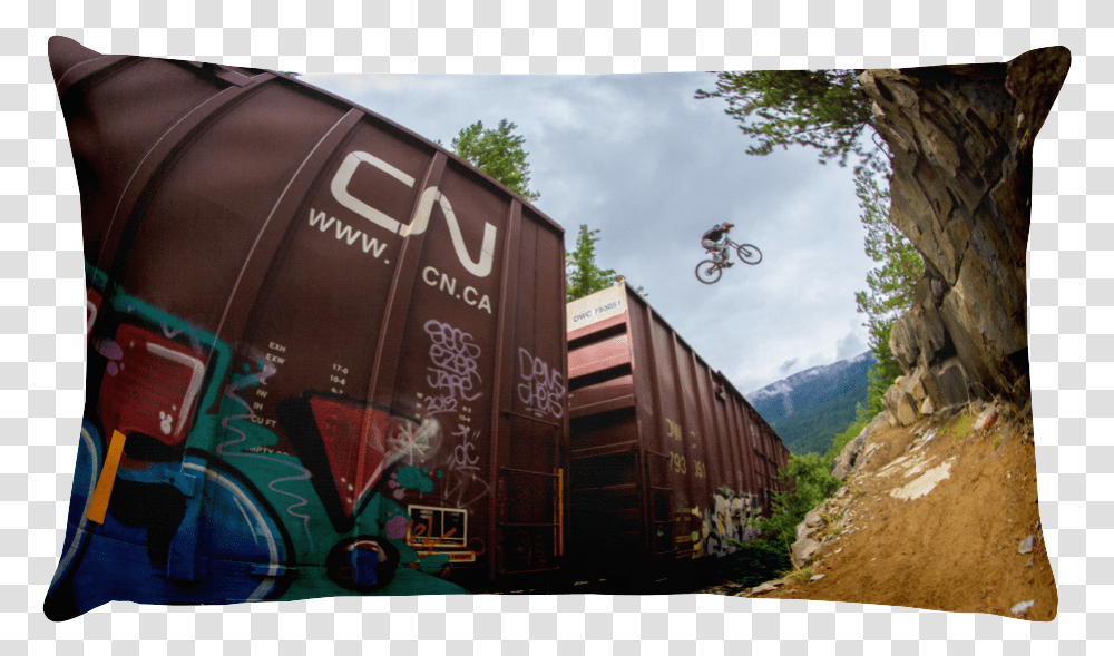 Img 0057 Train Gap Pemberton Bc Mockup Front Cushion, Shipping Container, Transportation, Vehicle, Bicycle Transparent Png