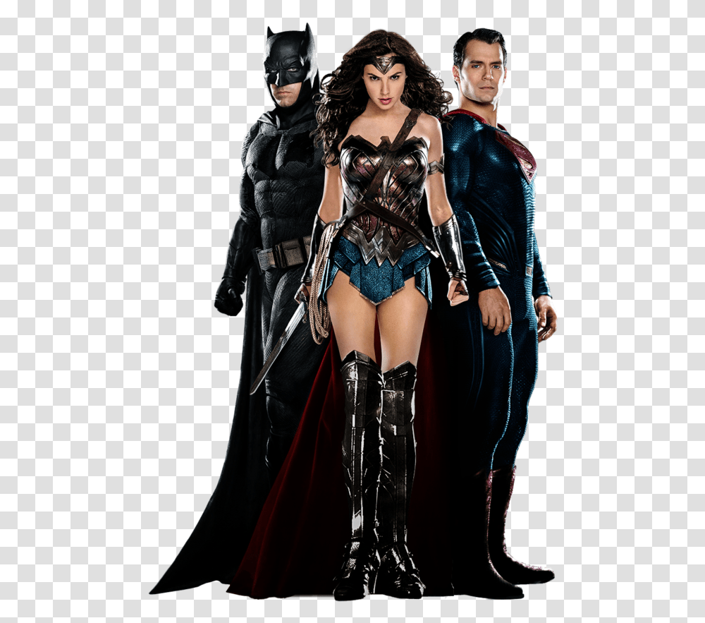 Img Batman Superman Wonder Woman And Spiderman, Costume, Person, Footwear Transparent Png