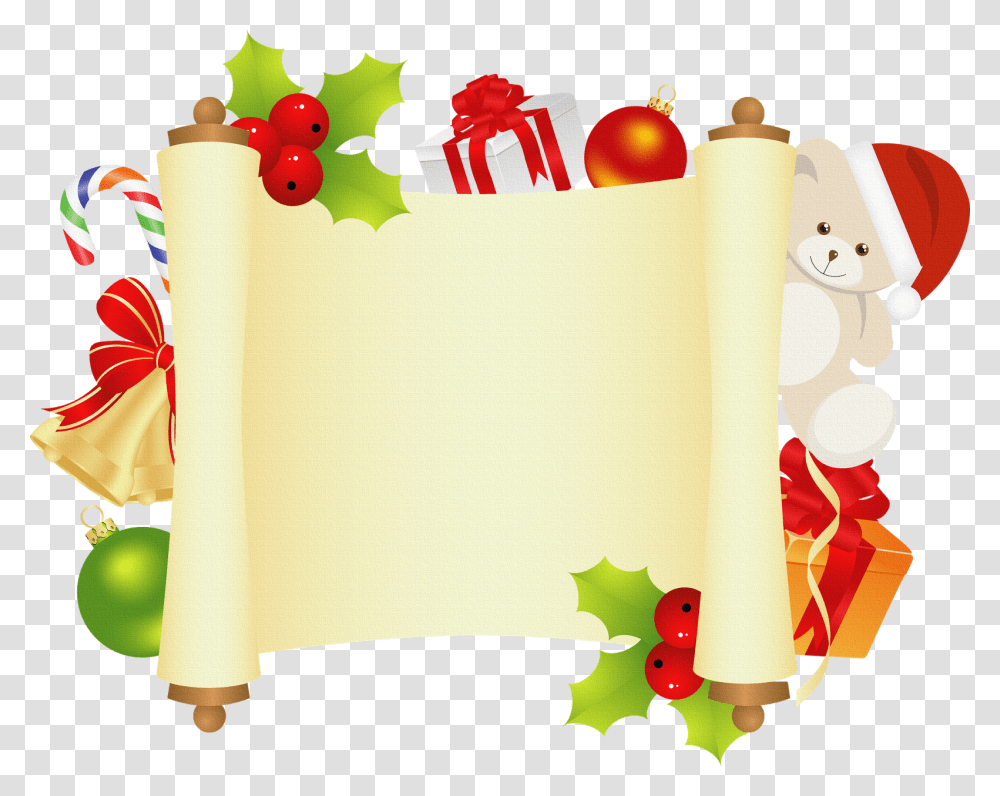 Imgenes De Pergaminos De Navidad Santa Christmas Border Clipart, Paper, Birthday Cake, Dessert, Food Transparent Png