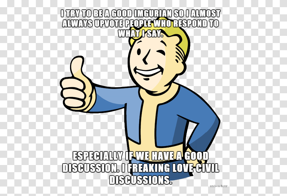 Imgur Is A Nice Place Vault Boy Hd, Thumbs Up, Finger, Poster, Advertisement Transparent Png