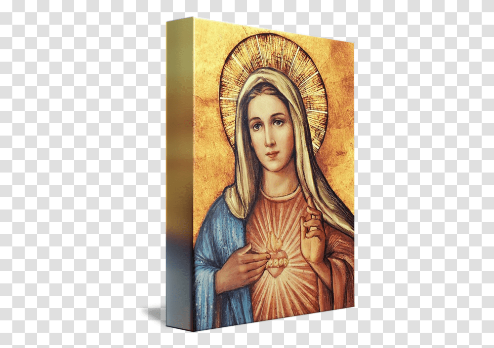 Immaculate Heart Of Mary Our Lady Picture Painting By Immaculate Heart Of Mary Icon, Person, Human, Worship, Prayer Transparent Png