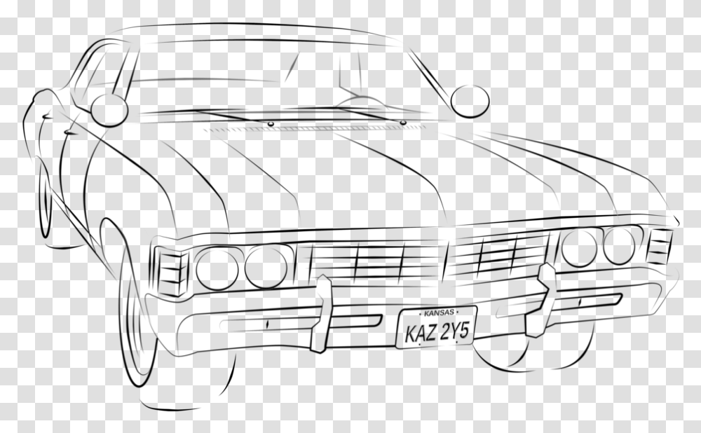 Impala Drawing Supernatural High Resolution Line Art Drawing, Car, Vehicle, Transportation, Sedan Transparent Png