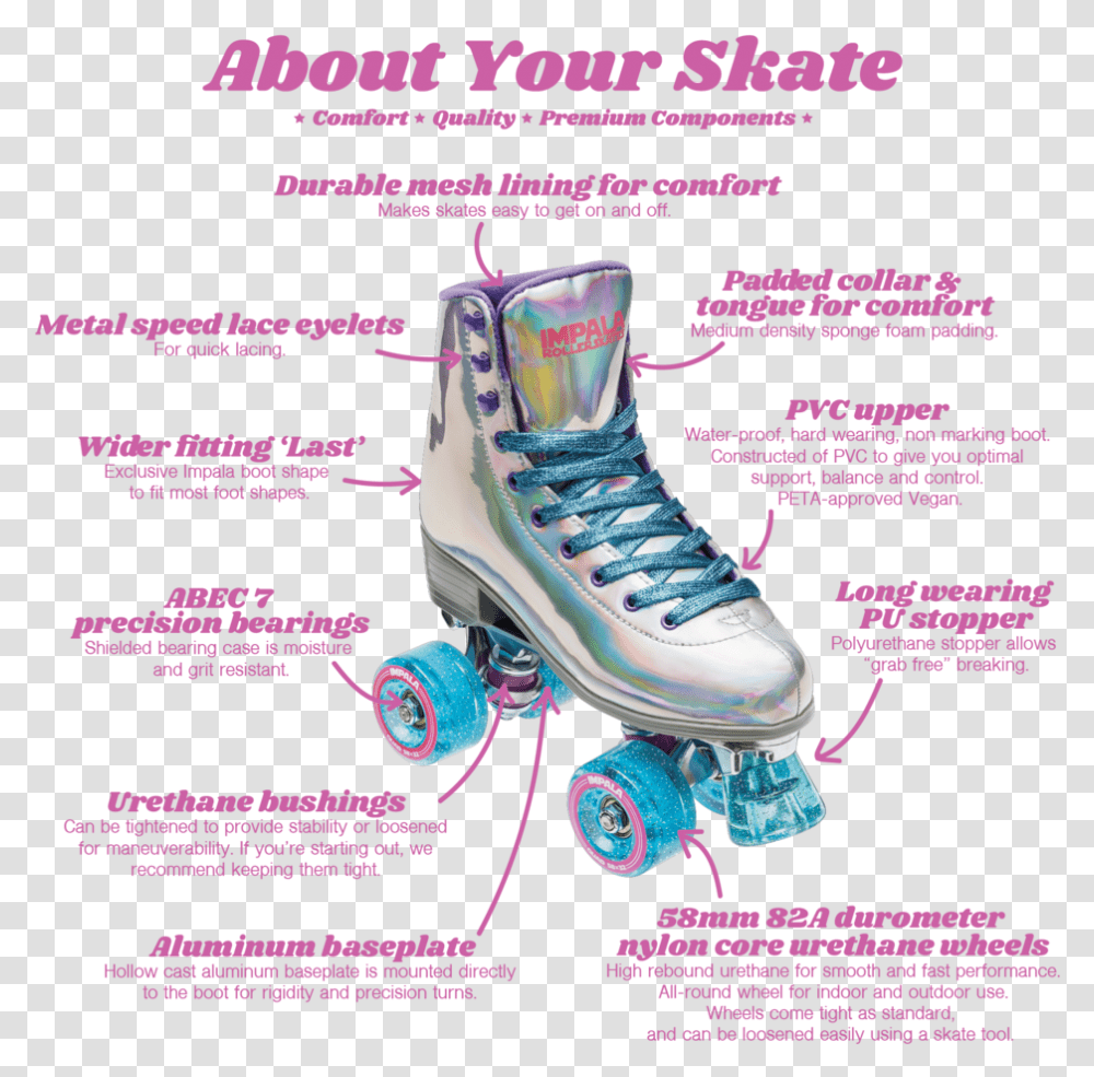 Impala Holographic Roller Skates, Shoe, Footwear, Apparel Transparent Png