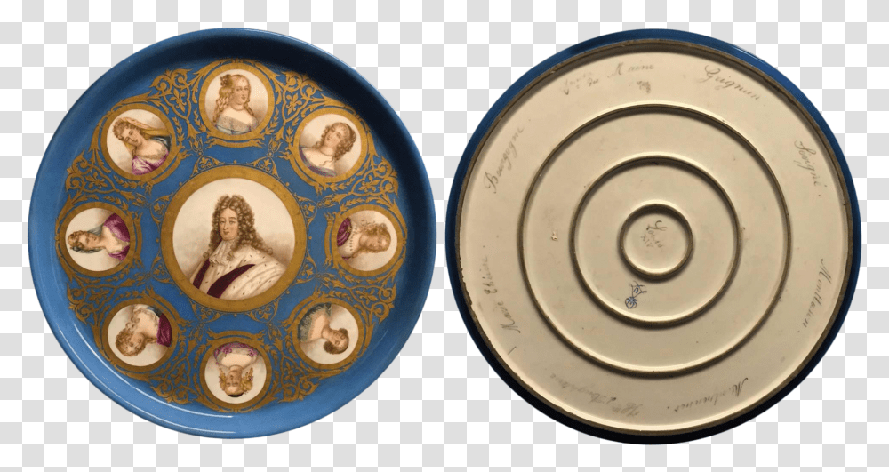 Important French 19th Century Sevres Round Plaque With Royal Portraits Circle, Person, Bowl, Wristwatch, Meal Transparent Png
