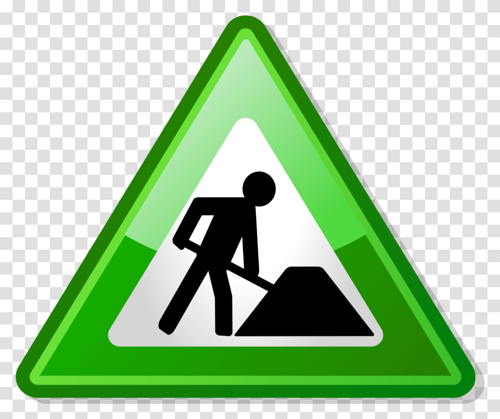 Important Icon Under Construction Green, Triangle, Sign, Road Sign Transparent Png