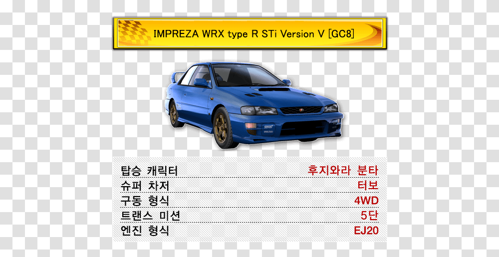 Impreza Wrx Type R Sti Version V Gc8 Initial D Zero, Car, Vehicle, Transportation, Tire Transparent Png