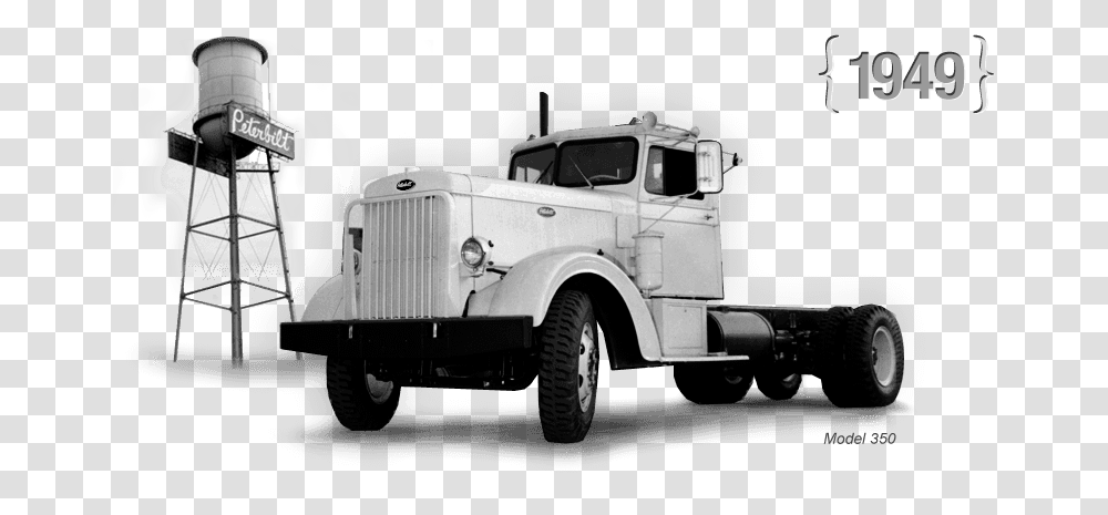 In 1949 Peterbilt Introduced The Model 350 Which Trailer Truck, Vehicle, Transportation, Wheel, Machine Transparent Png