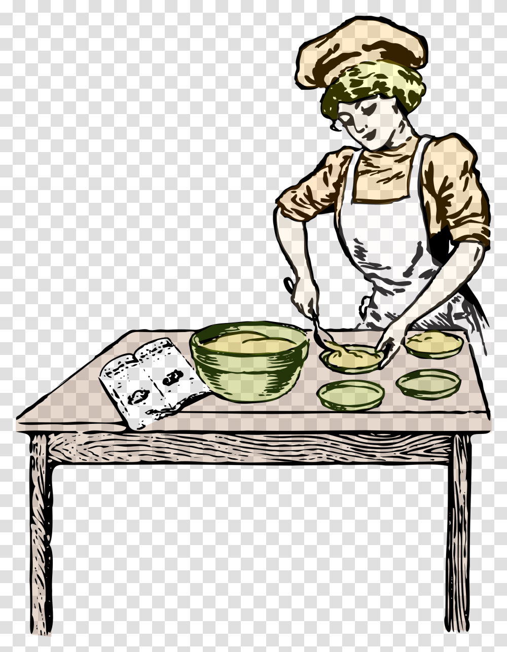In Color Big Image Baking Chef Clipart Black And White, Tabletop, Furniture, Bowl, Person Transparent Png
