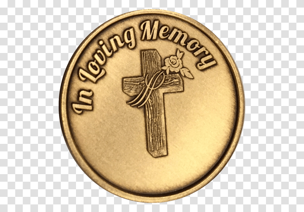 In Loving Memory Cross Rose Memorial Bronze Medallion Gift Coin, Clock Tower, Architecture, Building Transparent Png