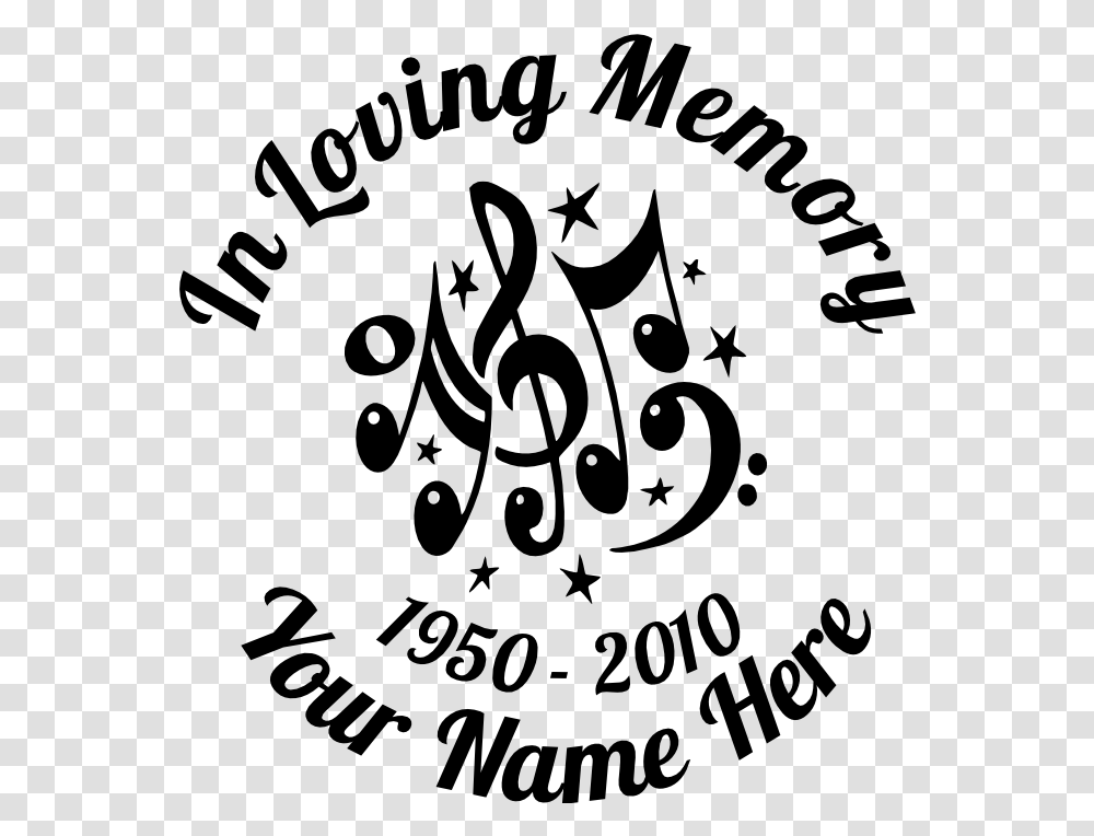 In Loving Memory Music Notes Sticker Calligraphy, Gray, World Of Warcraft Transparent Png