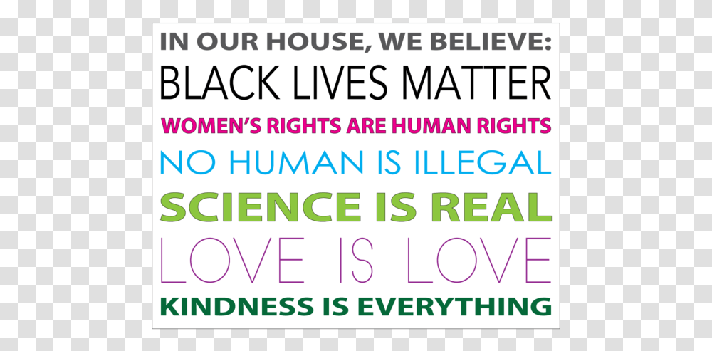 In Our House We Believe Sign House We Believe Black Lives Matter, Word, Flyer, Paper Transparent Png