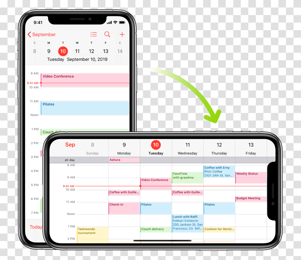 In The Background Iphone Displays A Calendar Screen Xoay Ngang Mn Hnh, Electronics, Mobile Phone, Cell Phone Transparent Png
