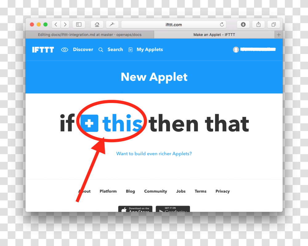 In The Next Screen Type Button Ifttt Applet, File, Webpage, Id Cards Transparent Png