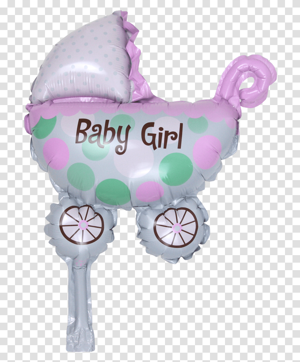 Inch Baby Girl Pink Stroller Balloon Baby Girl, Furniture, Rattle, Inflatable, Cradle Transparent Png