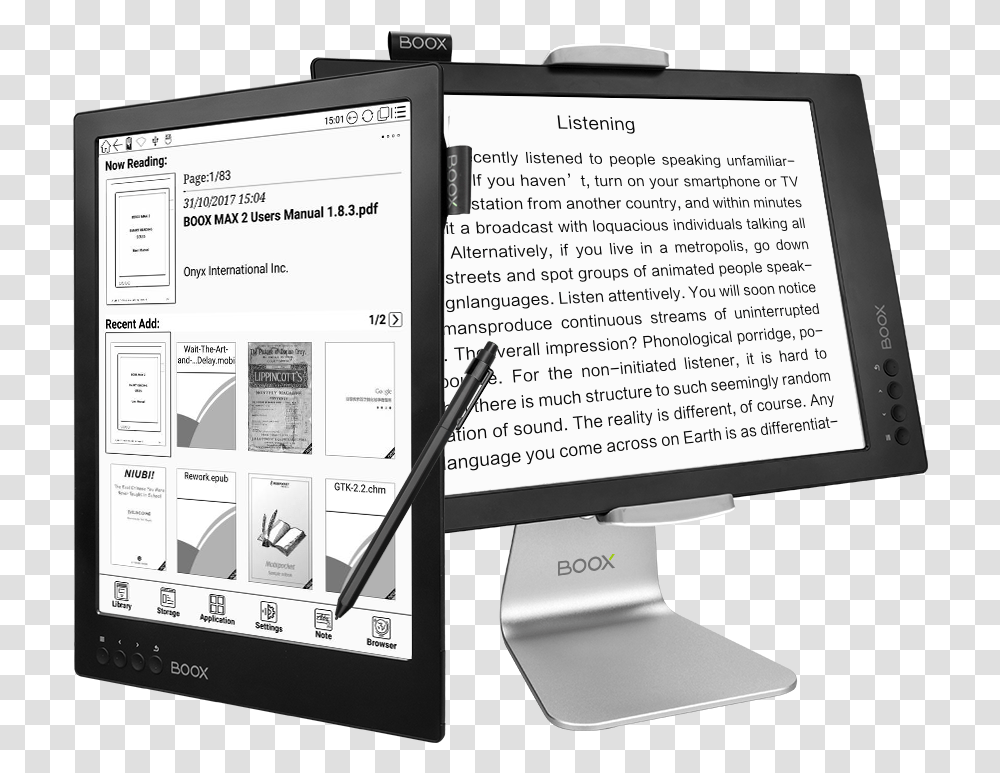 Inch Flexible Carta Screen Onyx Boox Max 2 E Reader Onyx Boox, Computer, Electronics, Tablet Computer Transparent Png