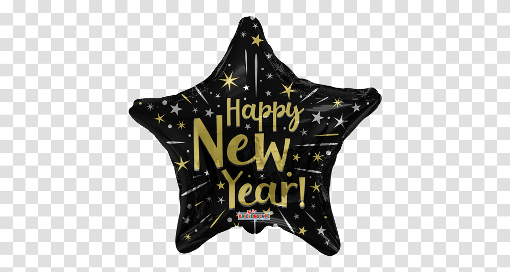 Inch Happy New Year Black Star Shape Foil Balloon Linens, Symbol, Star Symbol, Logo, Text Transparent Png