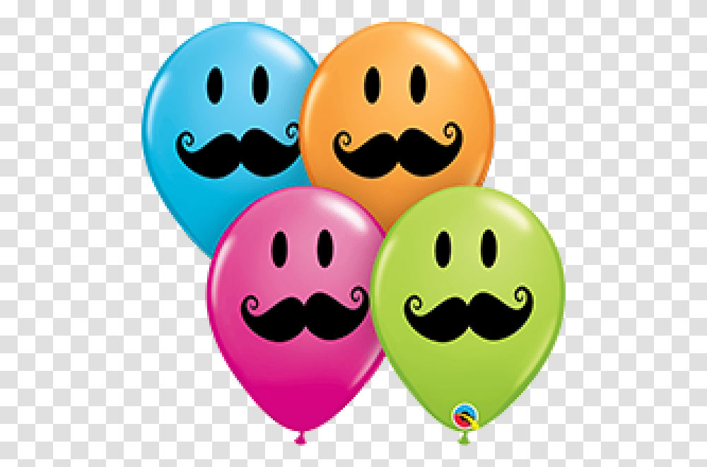 Inch Latex Rnd Ass Prt Smile Face Mustach 50ctp Globos Decorados Con Bigotes, Balloon Transparent Png