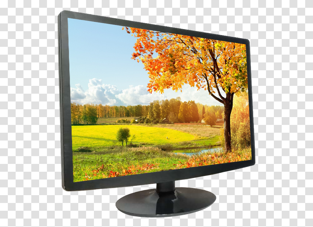 Inch Led Monitor Tft Led Pc Display Mevsimler Fotoraflar, Screen, Electronics, LCD Screen, Tree Transparent Png