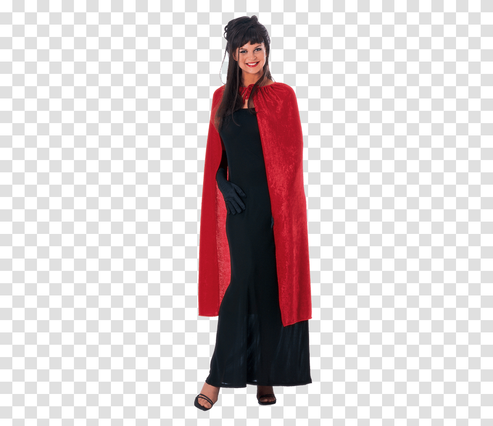 Inch Red Panne Velvet Costume Cape Cape, Apparel, Scarf, Person Transparent Png