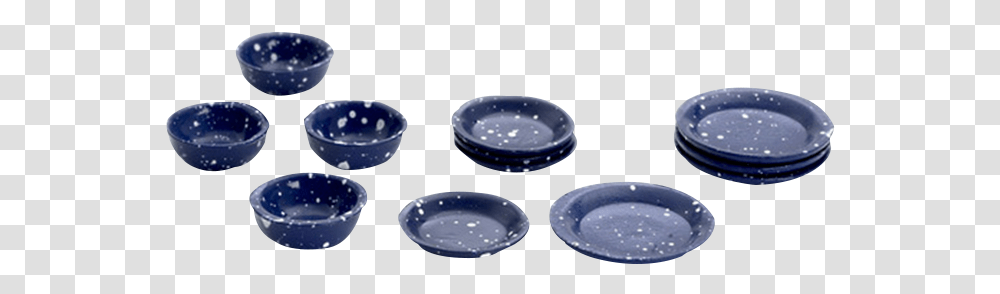 Inch Scale Blue Spatter Dollhouse Dish Set Circle, Bowl, Porcelain, Pottery Transparent Png
