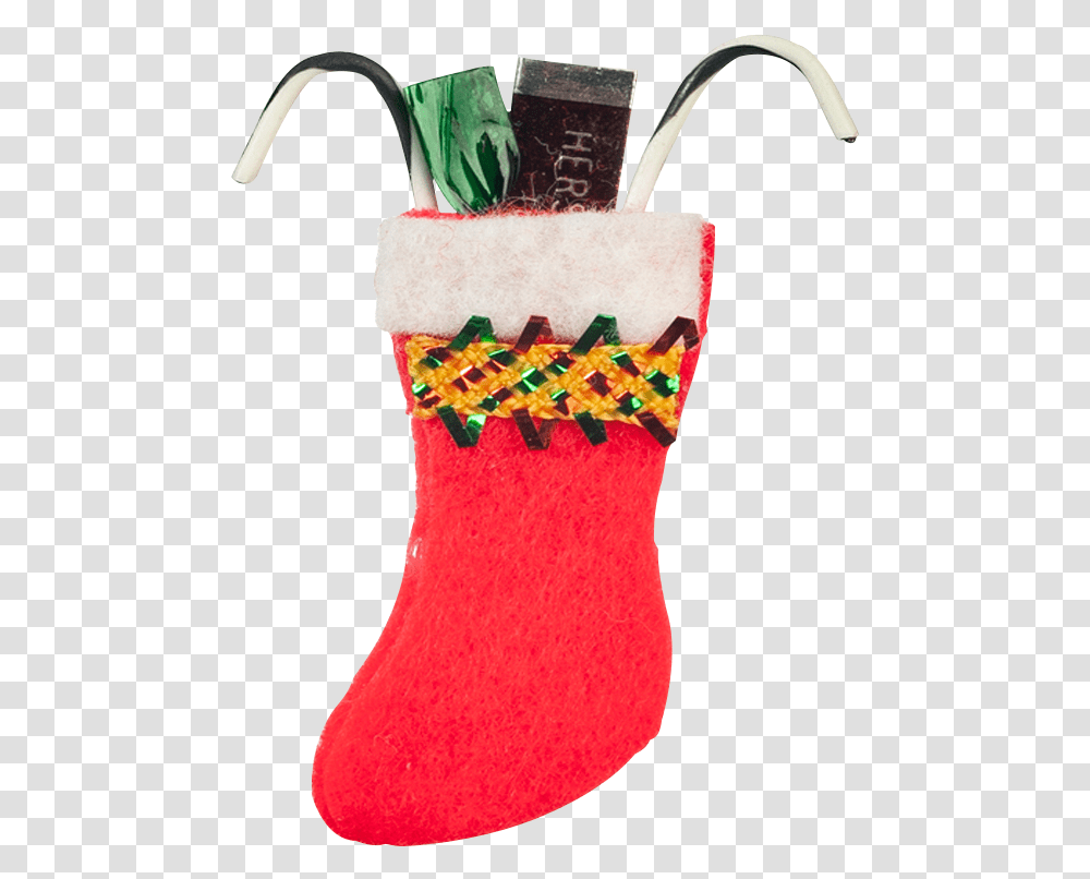 Inch Scale Christmas Stocking With Chocolate Bar Horn, Gift Transparent Png
