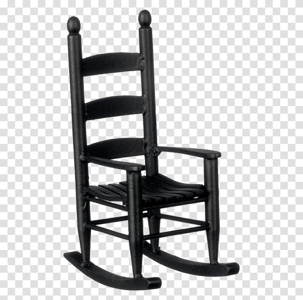 Inch Scale Dollhouse Miniature Black Rocking Chair Miniature Rocking Chair, Furniture, Armchair Transparent Png