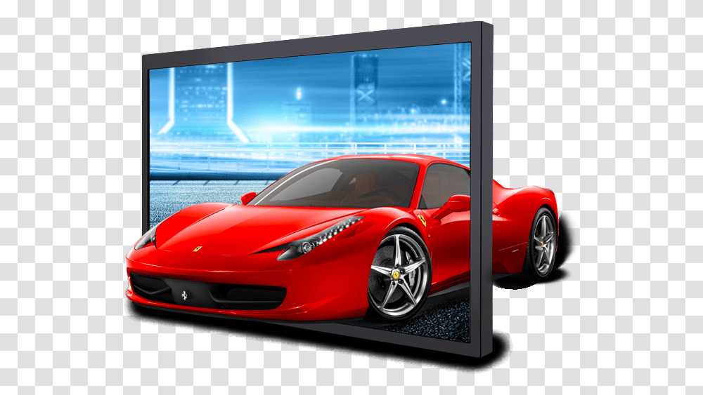 Inch Wall Mounted Vertical Advertising Display Ferrari F, Car, Vehicle, Transportation, Tire Transparent Png