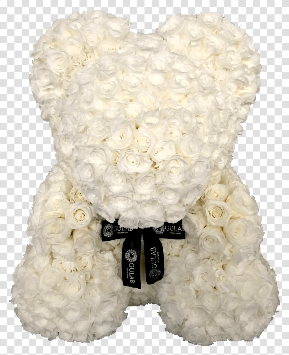 Inches Tall Preserved Luxe White Rose Bear Rose Teddy Bear, Sweets, Food, Petal, Flower Transparent Png