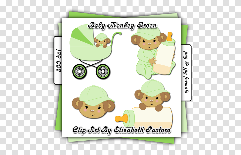 Included In Baby Monkey Clip Art Green Is A Baby Monkey Cartoon, Advertisement, Poster, Flyer, Paper Transparent Png